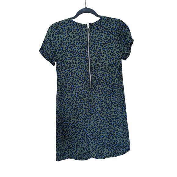 Olivaceous Blue & Green Leopard Print Mini Dress - Size Medium - Picture 5 of 6